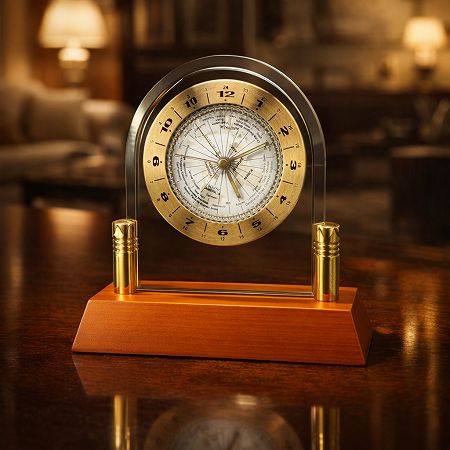 木製台座ワールドタイムクロック