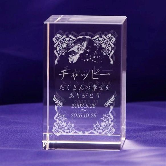 ペット位牌 記念 ミニサイズ クリスタルメモリアル 内部彫刻 NKTR-0057